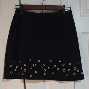 La Belle Black Mini Skirt with Eyelet Accents
